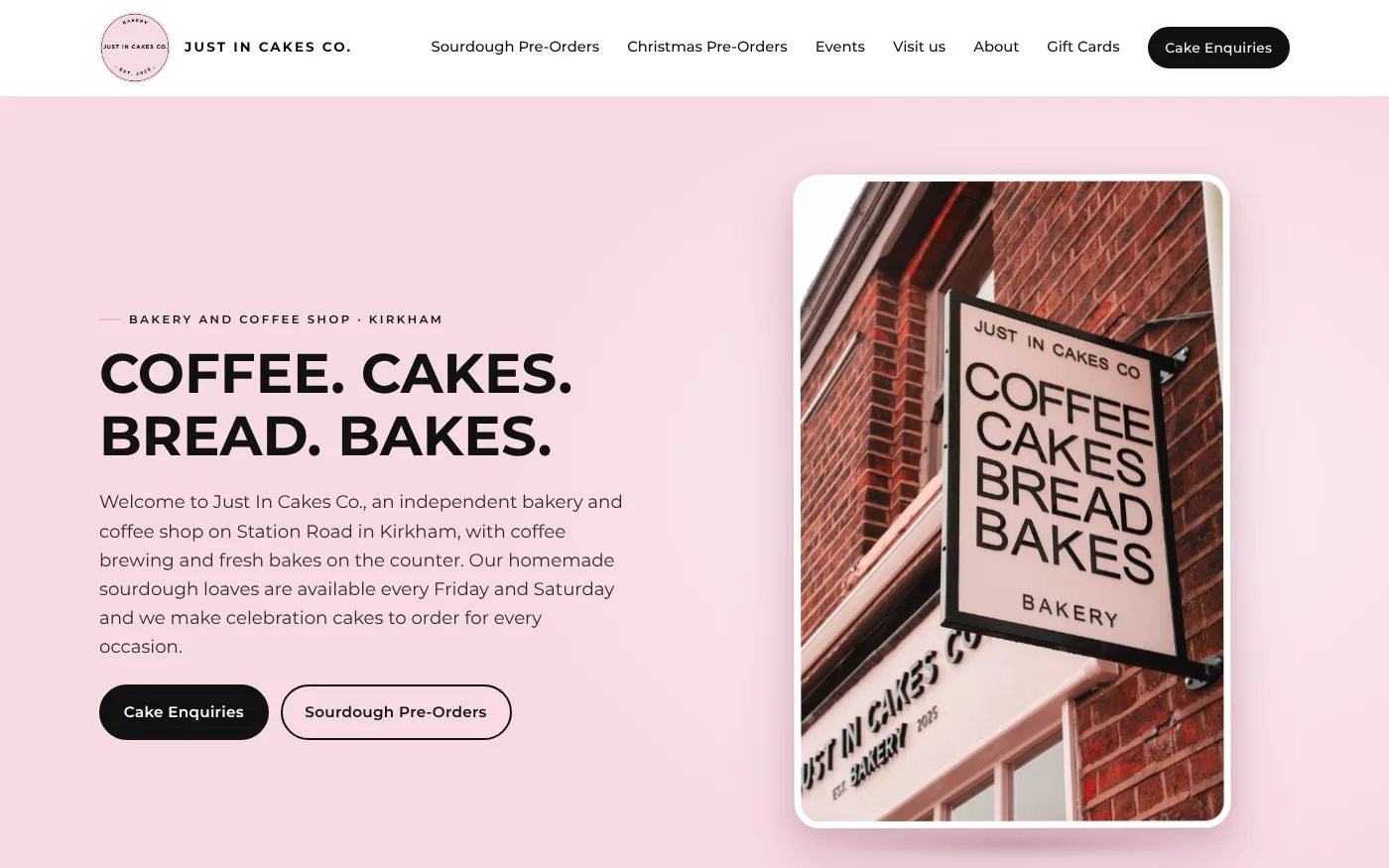 Just In Cakes Co website by Mensia