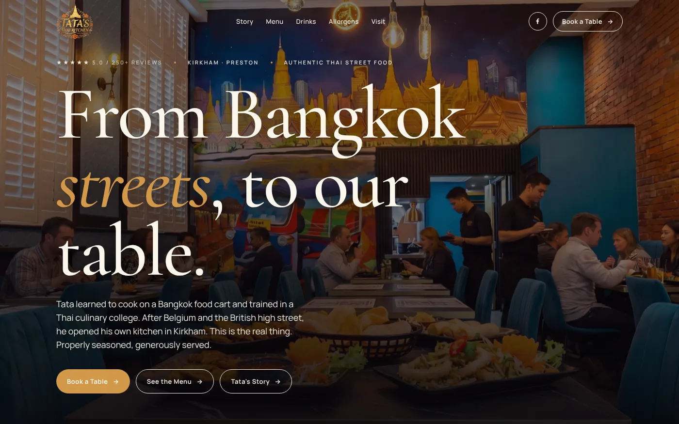 Tata’s Thai Kitchen website by Mensia