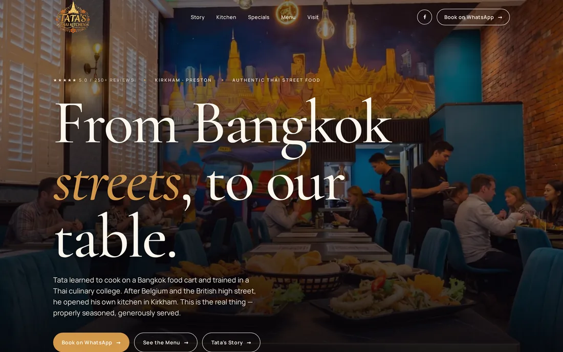 Tata's Thai Kitchen website by Mensia